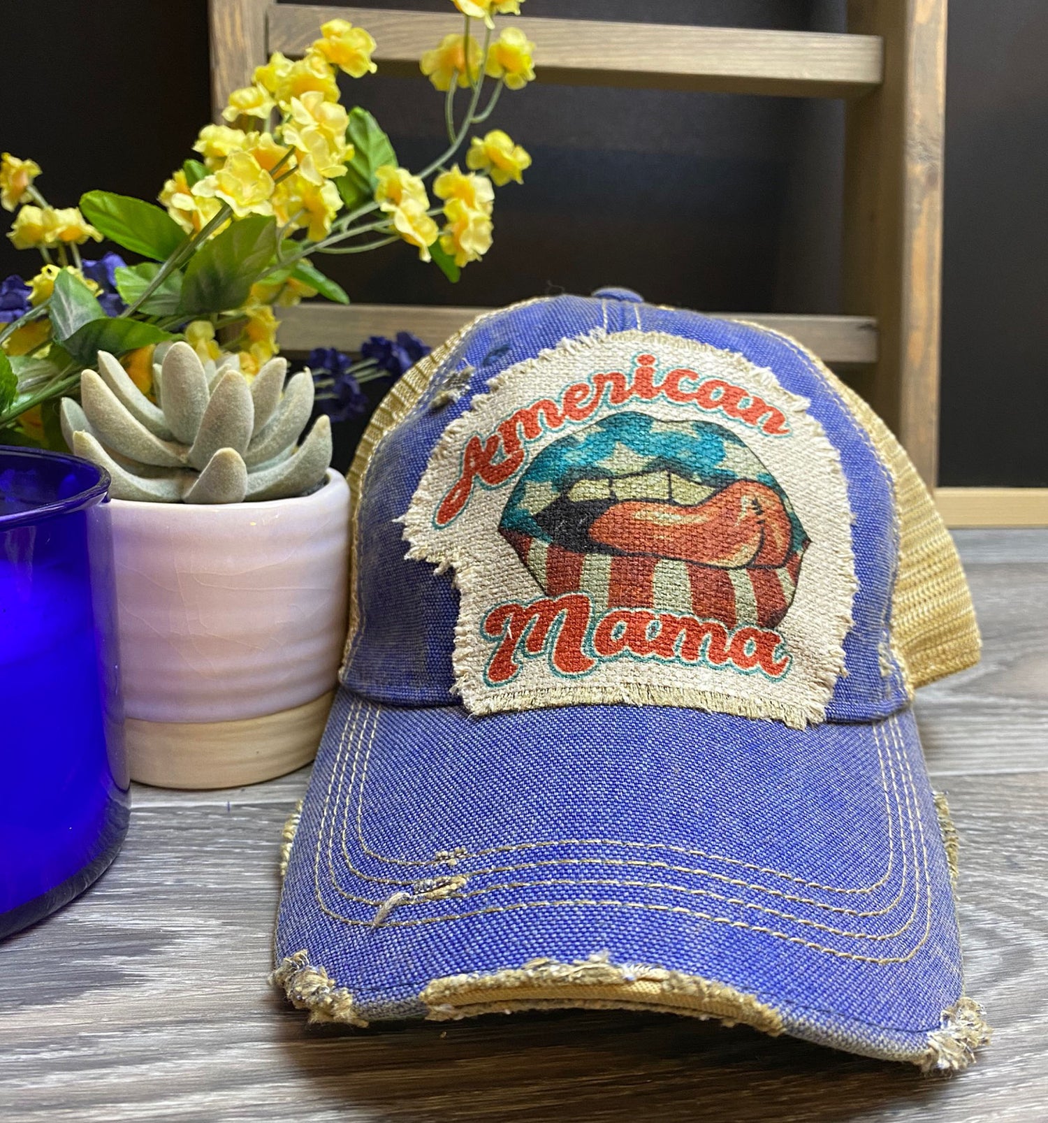 Custom Hat, Distressed Hat, Unisex trucker Cap, Vintage Cap, Weathered Cap, Custom Logo Cap, Raggedy Patch Hat, Logo Cap, Headmost brand