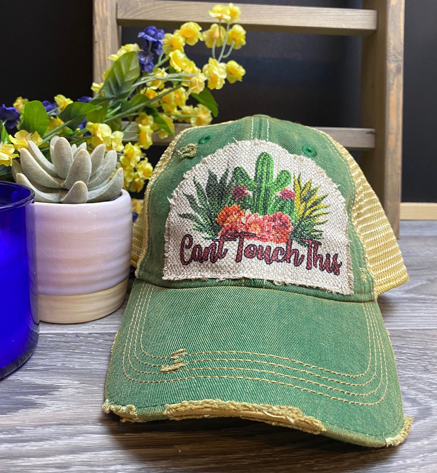 Custom Hat, Distressed Hat, Unisex trucker Cap, Vintage Cap, Weathered Cap, Custom Logo Cap, Raggedy Patch Hat, Logo Cap, Headmost brand